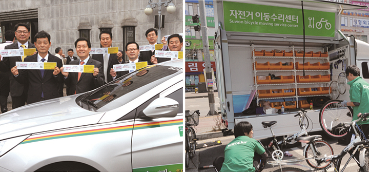 안심택시 운영 , 자전거 도로망 정비 · 구축